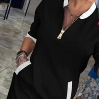 Effortless Casual V-Neck 3/4 Sleeve Dress for Women - Livia