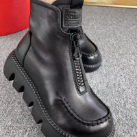PU Leather Short Boots, Stylish Zipper & Supportive Heel – Emily