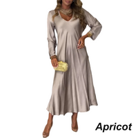 Sophisticated Deep V-Neck Maxi Dress with Flowy Silhouette – Sophia