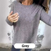 Women's Solid Casual Long Sleeve Tee, Relaxed Fit – Emily