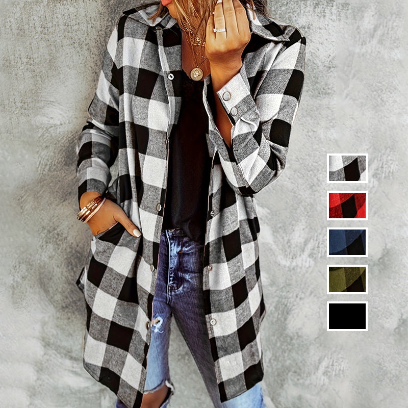Stylish Plaid Shirt Jacket for Layered Outfits – Emily
