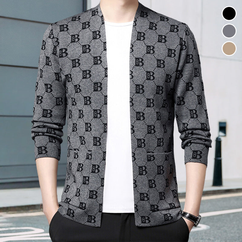 Warm Men's Casual Coat with Letter Print and Pockets – David