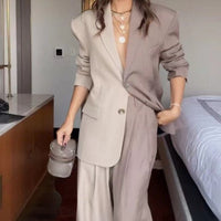 Sophisticated Two-Tone Loose Fit Business Suit – Olivia