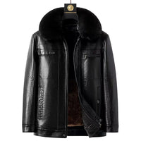 Men's Winter-Ready Leather Jacket with Plush Interior - Jake