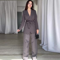 Sophisticated Business Set with Tailored V-Neck Blazer – Grace