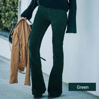 Retro-Inspired High-Waisted Corduroy Flared Pants – Sophia